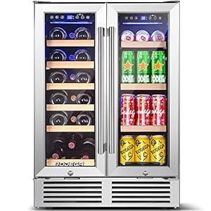 BODEGA Wine and Beverage Refrigerator, 24 Inch Dual Zone Wine Cooler, with Smart APP Control and 2 Safety Locks,Soft LED Light Hold 19 Bottles and 57 Cans, Built-In or Freestanding