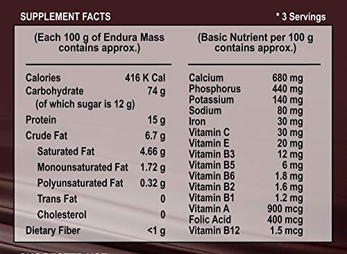 Image of Endura Weight Mass Gainer, Post Workout, 74 g Carbohydrate, 15 g Protein, Healthy Fats (Cappuccino) Brawn, 500 g