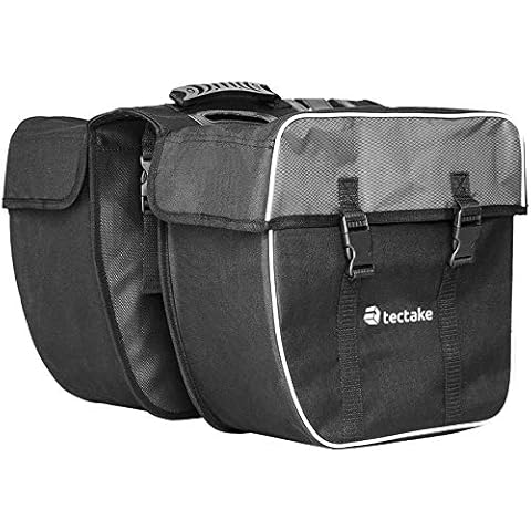 TecTake 401616 Gepäckträgertasche für Fahrrad, 35 L, Fahrradtasche für den Gepäckträger, wasserabweisendes PVC, Doppeltasche mit Reflektorstreifen und Tragegriff Cover