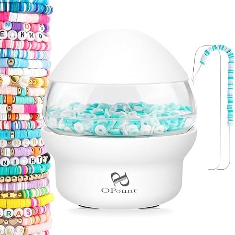 PP OPOUNT Electric Bead Spinner | Clay Bead | Seed Bead Spinner with 2 Big Eye Beading Needles, Fast Beading Bead Spinner for Jewelry Making, DIY Waist Beads, Bracelets, Necklace (Patent) Cover