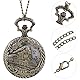 UKCOCO Hohl Design Vintage Taschenuhr Hängenden Taschenuhr Zug Eisenbahn Quarz Taschenuhr mit Kette für Männer Frauen
