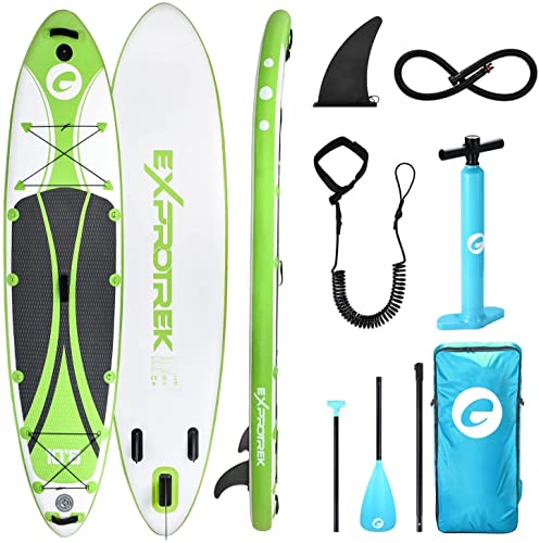 Exprotrek Tabla para Paddle Surf, Tabla para Sup Inflable, Set de Tabla para Sup, 8 Pulgadas de Espesor 200KG MÁX, Green Black, NBS