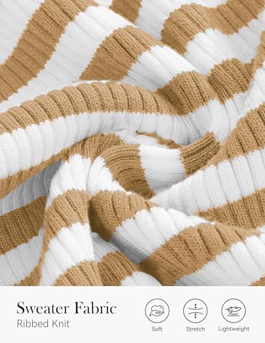 Image of PRETTYGARDEN Summer High Neck Striped Tank Tops for Women Casual Sleeveless Sweaters Basic Ribbed Knit Slim Fitted Shirts