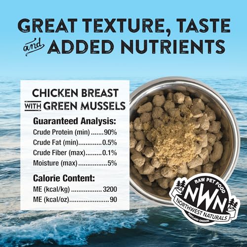Image of Northwest Naturals Freeze-Dried Chicken Breast with Green Lipped Mussels - Functional Topper - for Dogs and Cats - Limited, Human Grade Ingredients, All Natural, Proudly Made in USA, 5 Oz (Pack of 2)