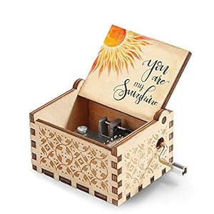 You are My Sunshine Wood Music Box, Vintage Laser Engraved Hand Crank Musical Box Gift for Mom, Wife, Daughter, Son, Unique Gift for Birthday, Mother’s Day, Valentine’s Day, Christmas, Anniversary
