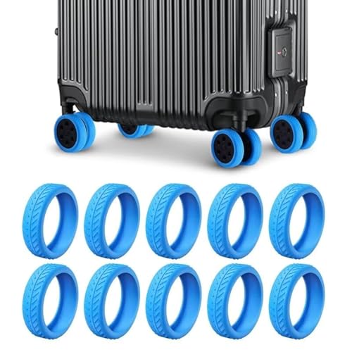 Luggage Wheel Covers for Suitcase-10 PCS Suitcase Cover Luggage Protectors for Most 8 Spinner Suitcases Office Chair Caster (Blue)