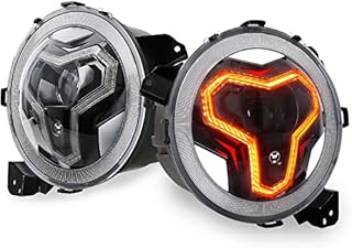 JL LED Headlights, 9 inch Headlights with Integrated DRL Turn Signal Light for Jeep JL 2018-2022 Jeep Gladiator JT 2019-2021, New Version Adjustable Screw