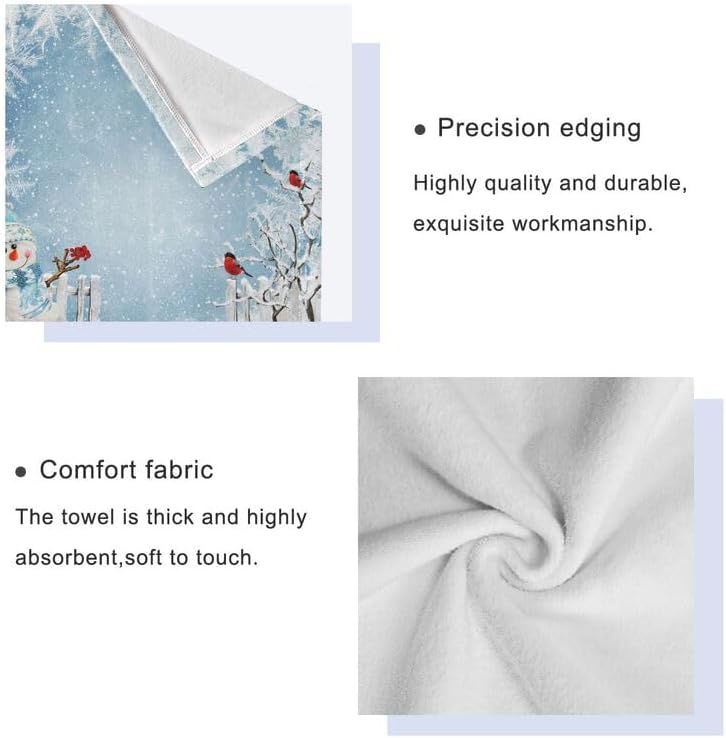 Miniatura 3 de QUGRL Juego de 3 toallas de invierno con diseño de muñeco de nieve de Navidad, súper suaves, de lujo, toallas de mano decorativas, de algodón, para