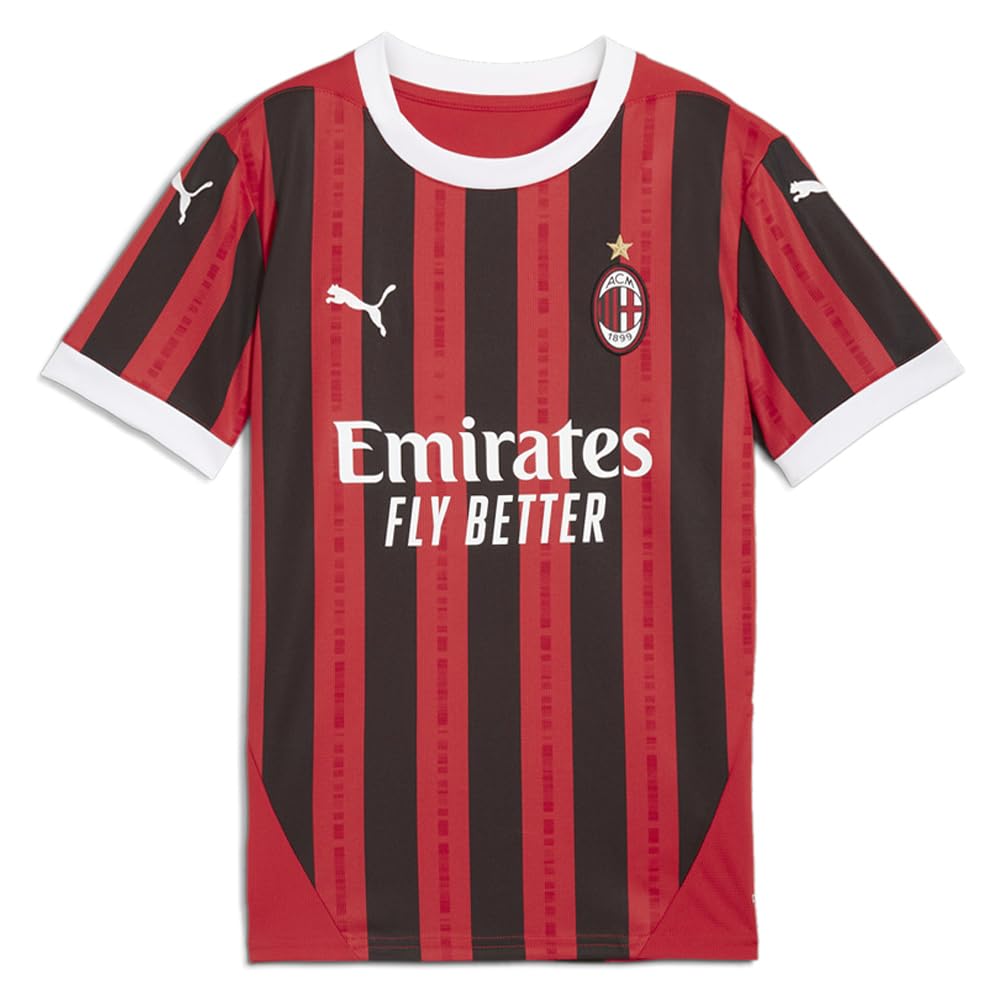 Puma Youth Soccer AC Milan 24/25 Home Jersey - Official Team Branding, dryCELL Technology, Regular Fit, Crew Neck (US, Alpha, Medium, Regular, Red/Black)