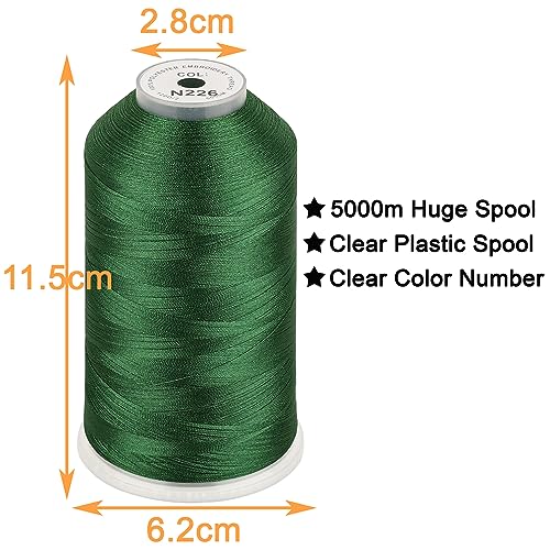 Image of New brothread - Single Huge Spool 5000M Each Polyester Embroidery Machine Thread 40WT for Commercial and Domestic Machines - Green(Janome Color)