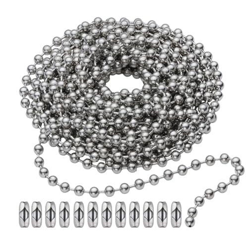 SmoTecQ 10 Feet (120 Inch) Ceiling Fan Pull Chain Extension - Nickel Plated Silver - 3mm Beaded Ball...