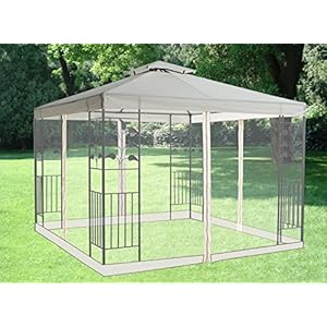 Metal Gazebo With Netting Tent Privacy Curtains Steel Frames Cover