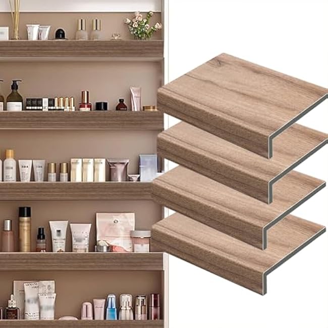 Wire Shelf Cover for Pantry - Wooden Grain Faux Wood PVC, Custom Size Wire Rack Covers for Closet/Kitchen/Laundry Room, Waterproof Composite Sheet Partition Toppers(6 Tier,48x16in (122x41cm))