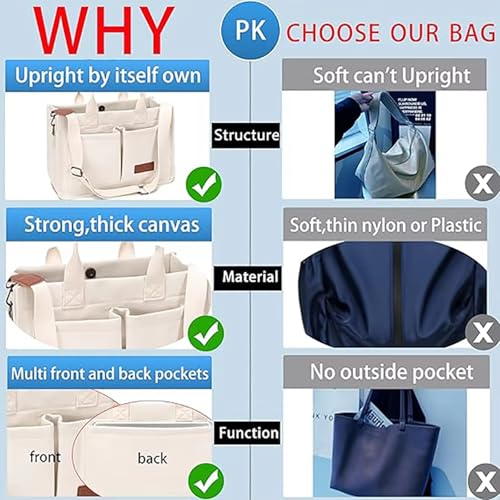 Utility Canvas Tote Bag for Women with Compartments Large Crossbody Bags Work Laptop Book Bag Travel Satchels Handbags4