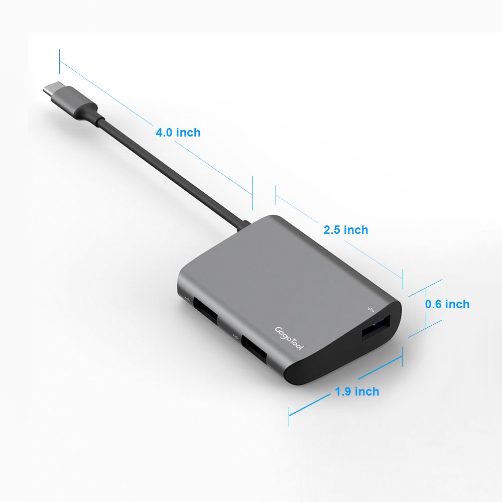 USB C Hub, GogoTool USB C Adapter with USB 3.0 Ports,2 USB 2.0 Ports for MacBook Pro,Samsung Galaxy S8 S8+, Google Pixel, LG G5 and More Support OTG
