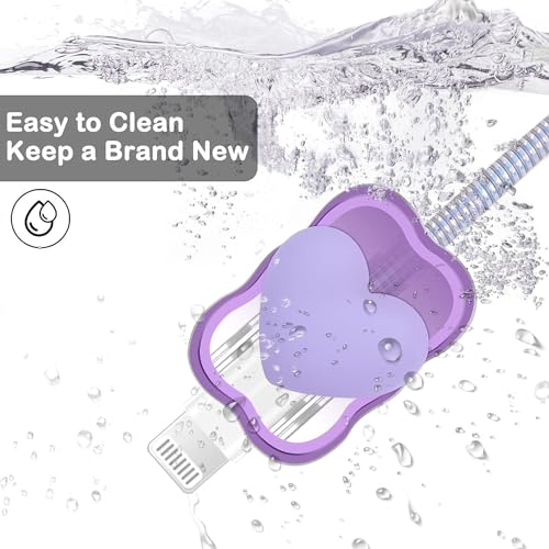 Image of Cartoon 3D Design Protective Case for 18W 20W iPhone 14 13 12 11 Pro Max Fast Charging Cable Adapter Charger, Cute Cartoon Lightning Data Cable Case for iPhone Charger-(Purple Heart)