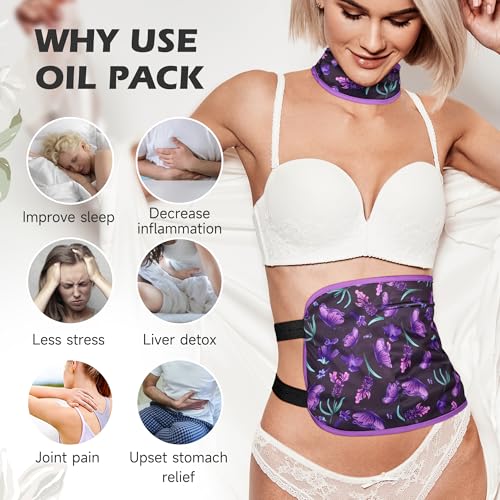 Image of Castor Oil Pack Wrap Organic Cotton 2 Pcs, Castor Oil Cold Pressed Highly Absorbent for Liver Detox, Christmas Gifts for Women, Mom, Wife, Girlfriend, Sister, Friends, Houndstoot