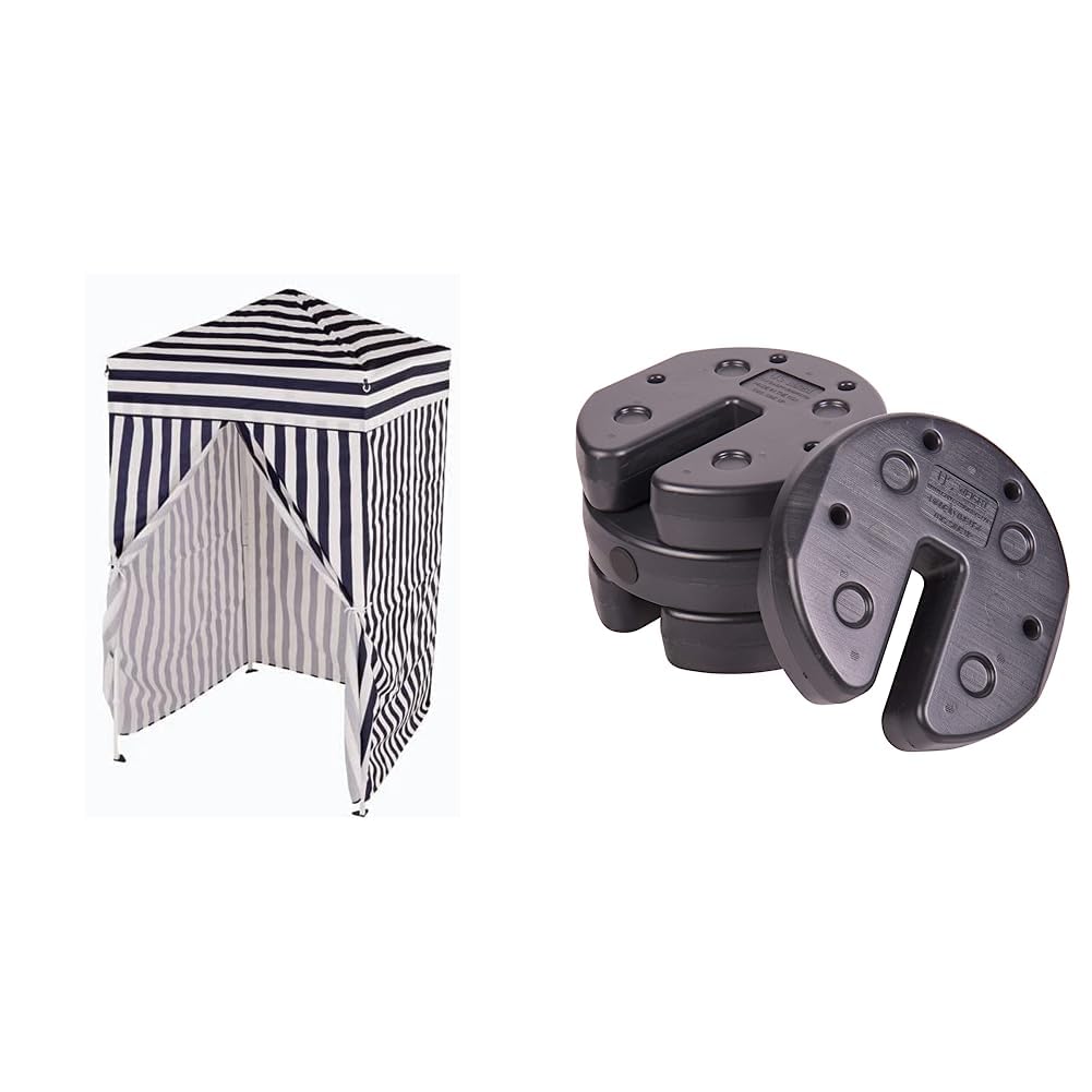 Impact Canopy 4' x 4' Portable Dressing Room, Pop Up Portable Changing Room, Navy Blue/White + US Weight Tailgater Canopy Weights Set of 4