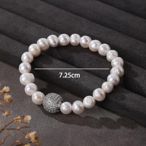 ZVVBOO Freshwater Cultured Pearl Stretch Bracelet For Women Trendy CZ Charm Bracelets Fine Party Jewelry Gifts4