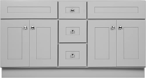 Miniatura 9 de Design House - Mueble de tocador de baño moderno sin ensamblar de 4 puertas y 3 cajones, 60 x 21, gris, 599019