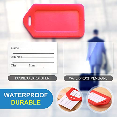 10 Pcs Luggage Tags, 3.4x1.9 Inches Plastic Luggage Identifiers with Lanyard, Name Tags Travel Accessories, Waterproof ID Tags Multi-Color Airplane Suitcase Labels2