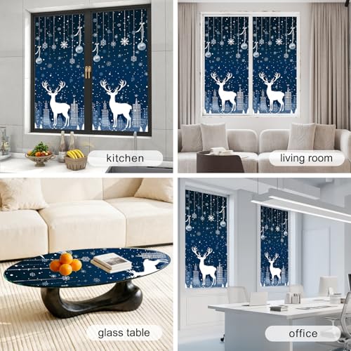 Vinilo decorativo ventana invierno ciervo blanco 39.3x17.7 in miniatura 6