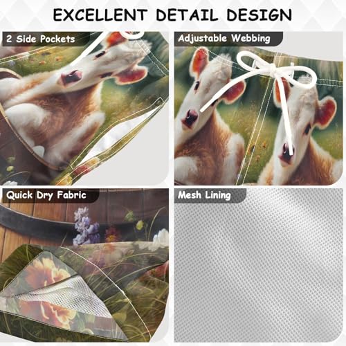 Flowers Cow Grass Boys Swim Trunks Quick Dry Toddler Swimsuit Boy Board Shorts Swimwear Bathing Suits M3