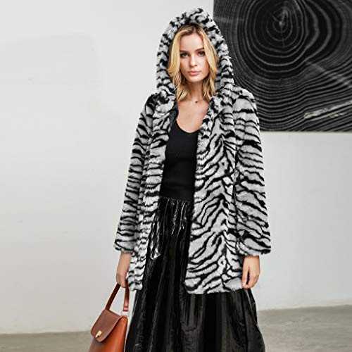 Bowake Women Long Sleeve Thick Hooded Open Front Cardigan Leopard Coat with Pockets