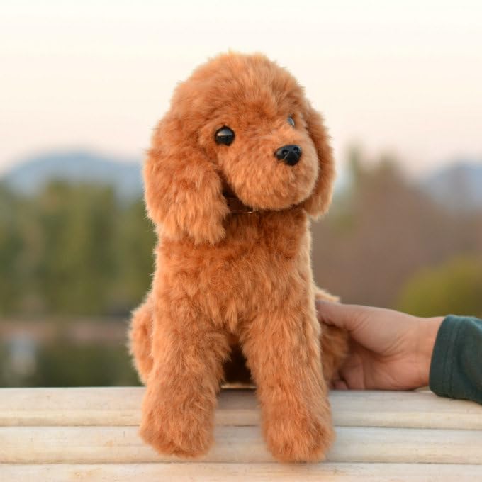 LIUHONGFEI Kleiner Simulations-Teddyhund Plüsch-Spielzeug, realistischer Pudel mit Aluminiumdraht für stabiles Sitzen (es gibt Aluminiumdrähte an den vorderen Gliedmaßen der Sitzposition, um sie