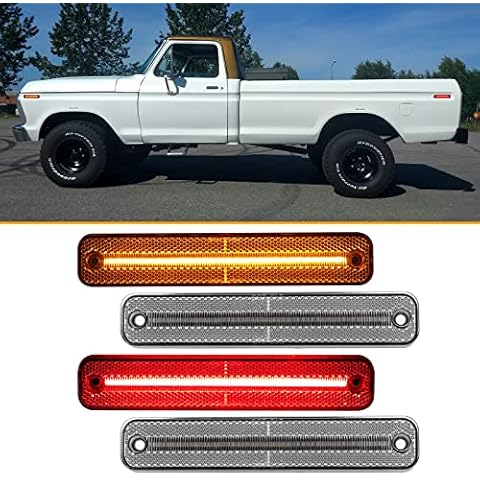 Aexploer LED Side Marker Lights Compatible with F100/150/250/350 1973-1979,for Econoline E100/150/250 1975-1991,for Bronco 1978-1979,Side Markers Lamps Lights Assembly(Clear Lens) Cover