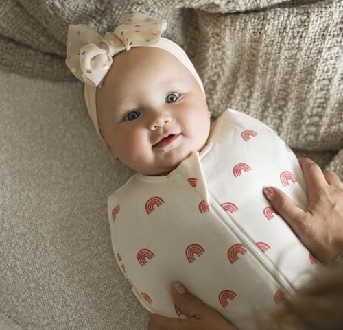 Image of Tiny Twinkle Baby Sleep Sack 6-12 Months 1.0 TOG | Cotton & Elastane Wearable Blanket, Swaddle Transition Micro-Fleece, Machine Washable (Rainbows)