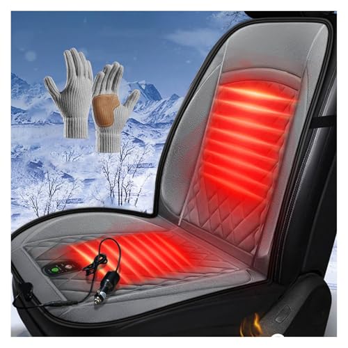 車用 シートヒーター 12V/24V シガーソケット、重力感応で自動起動・停止、【10S急速加熱】, 車用シートヒーター 防寒保温 暖かい、防寒手袋付属 シートカバー 車 丸洗い可 幅広い車種に対応,グレー-運転席