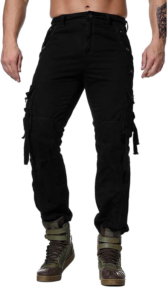 Men's Pants Multi Pocket Cargo Pants Military Style Loose Cotton