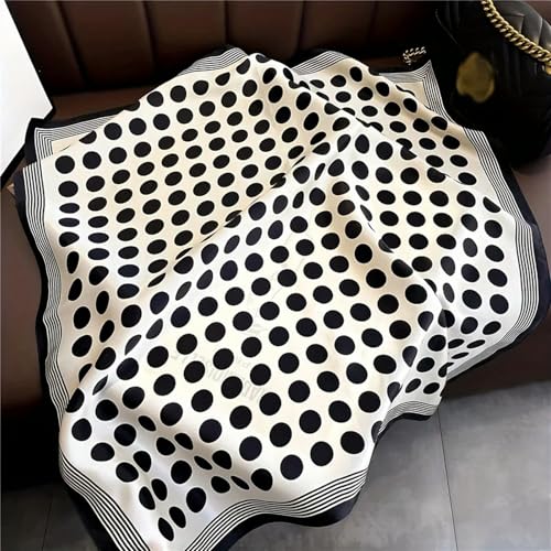Square Satin Scarf Black and White Polka Dot Square Scarf Elegant Style Silk Scarf Casual Women Decorative Hairband3