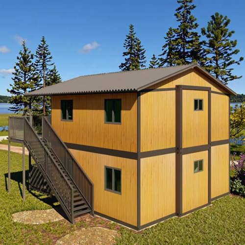 Prefabricated Tiny Home for Sale, 2-Story Design 20Ft 40 Ft, Expandable Container Folding House, Modular Expansion Design for Residential
