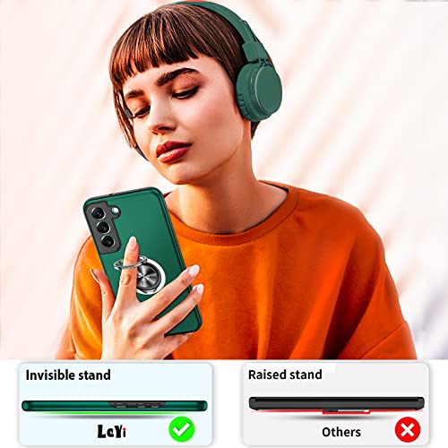 Capa compatível com Motorola Moto G Play 2024, capa protetora de grau militar slim fit com suporte de anel magnético para Moto G Play 2024, verde