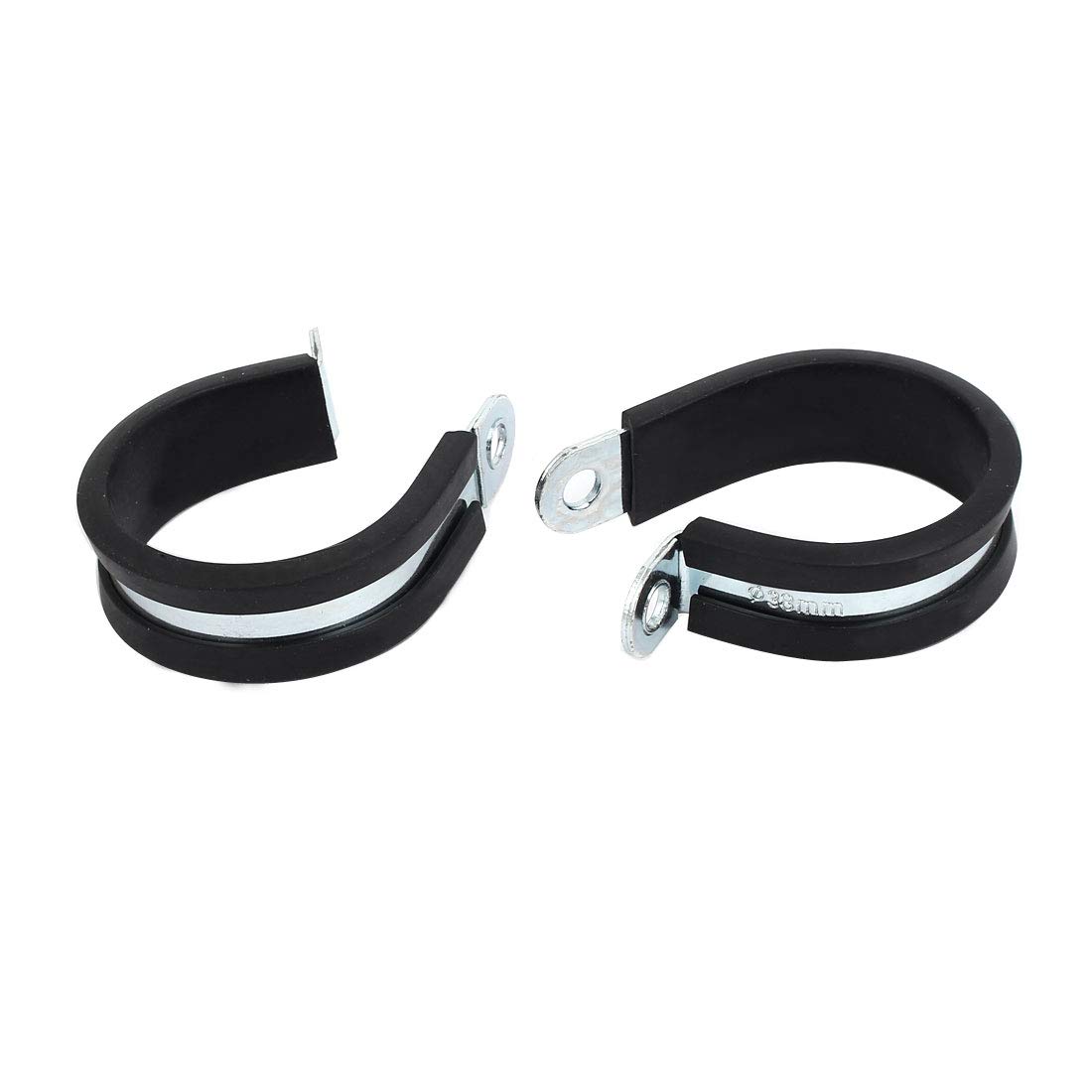 Aexit 38mm Dia Fastener Rubber Lined R Shaped Zinc Plated Pipe Clip Cable Clamp 10pcs Model:79as32qo368