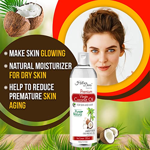 Image of Virgin Coconut Oil 200ml Pure Natural Unrefined Cold Pressed Skin and Hair