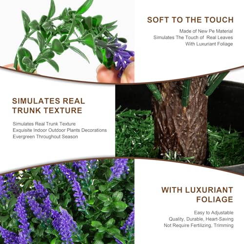Pozoy ARTIFICIAL BALL TOPIARY BUSHES Set Of 2 Pack Artificial Lavender Topiary Ball Trees 21.6'' thumb #4
