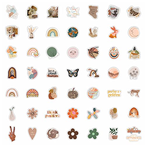 Boho Stickers Pack, Laptop Stickers Aesthetic Vintage, Cute Stickers for Water Bottle Phone case Hydroflask Computer, Vintage Stickers for Adults Women Kids Teen Girls (100pcs Boho Style 1)