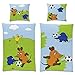 Produktbild BERONAGE Die Sendung mit der Maus Kinder-Bettwäsche Fussball 135 x 200 + 80 x 80 cm 100% Baumwolle Linon Maus Elefant Ente Bettzeug Bett-Bezug Kissen-Decken-Bezüge Fußball-Turnier deutsche Größe