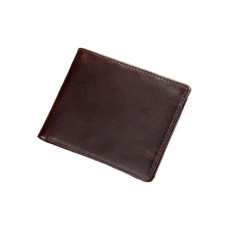 Men's wallet Men's Short Wallet Top Layer Cowhide Business Casual Money Clips for Father，Husband(Coffee)2