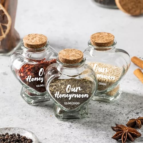 Customized Heart-Shaped Sand Keepsake Jars for Weddings and Honeymoons - Personalized Glass Bottles with Engraved Text and Cork Closure - Image 7