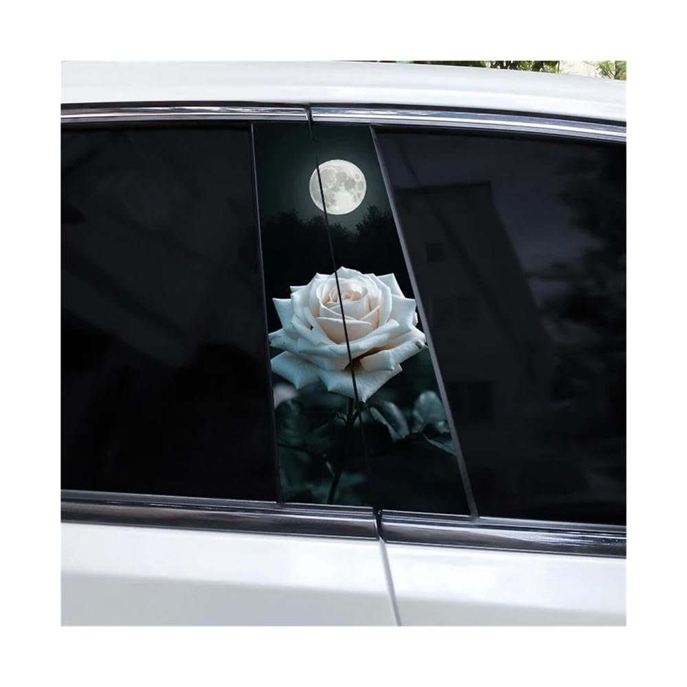 Decorative Items 2pcs Flame Rose Car B-Pillar Waterproof Decal(E)