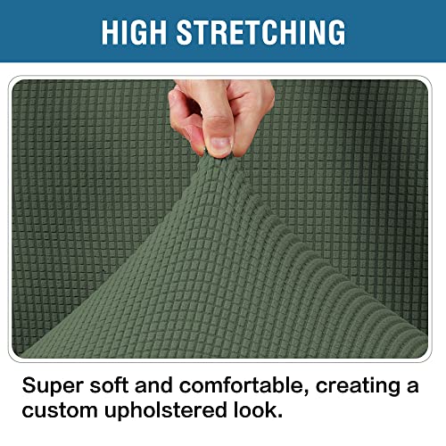 H.Versailtex PART-HVOTTO-BRONZEGREEN-35 Ottoman Cover Slipcover Rectangle Fit Length 29'-34' Footrest Sofa Slipcovers Stool Cover Footstool Protector Covers Feature Stretch Thick Soft Jacquard Fabric Washable thumb #5