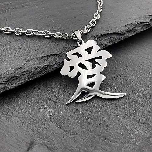 Wchama Love Kanji Necklace Japanese for Men Women 愛 Stainless Steel Chinese Character Pendant Good Luck Chain Gaara Necklaces3