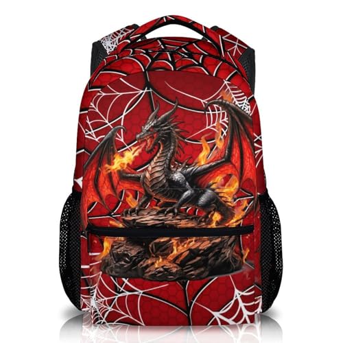 GiftRomance Cool School Backpacks Kids Dragon Backpack Bookbag for Boys Red Durable Backpack for Travel Kindergarten Picnic Camp