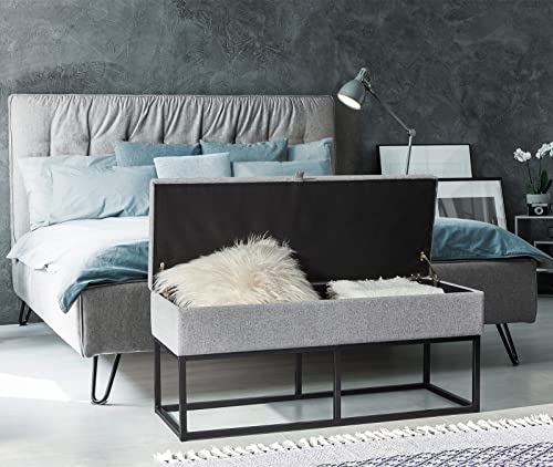 Sitzbank mit Stauraum - Praktische Sitztruhe für Schlafzimmer oder Flur, Bettbank mit Sitzpolster, viel Stauraum und modernes Design - Grau Cover