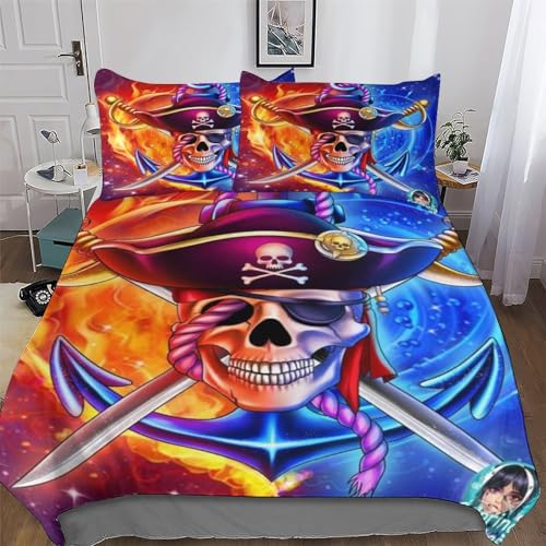 AAPZY Pirat Captain Bettwäsche Premium Atmungsaktive Angenehme Bettbezüge, Mikrofaser Bettdeckenbezug, Erwachsene Kinder 2teilig Bettbezug +...
