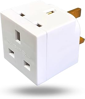 2-Way Plug Adaptor -13A Multi Plug Adaptor Extensions - Double Adapter Plug UK - Wall Plug Extension Double Socket 2 Way UK 3 Pin Plug Adaptor Extender Block Splitter -2 Plug Power Extender.